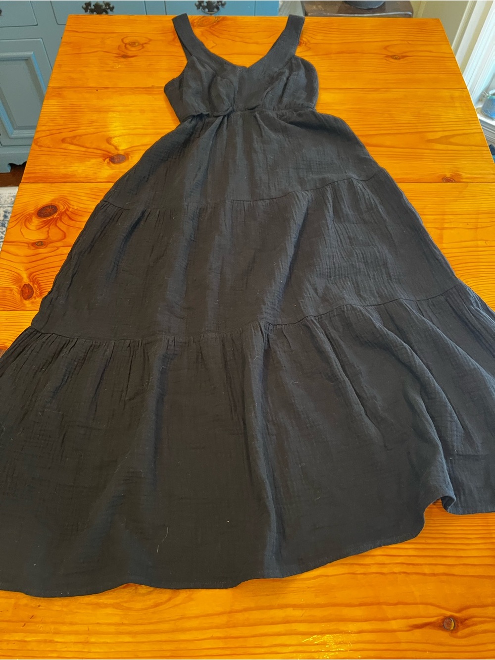 Steve Madden Black Tiered V-Neck Maxi Dress